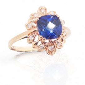 9ct Rose Gold Sapphire Diamond Ring