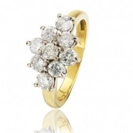 Diamond Ring 9 Stone Cluster Ring