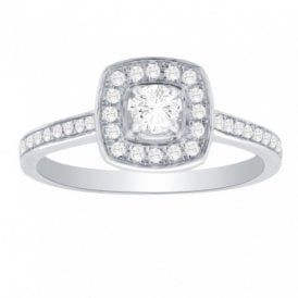 9ct White Gold Square Diamond Cluster Ring