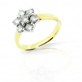 Diamond Flower Cluster Gold Ring