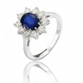 Diamond Cluster and Sapphire Ring