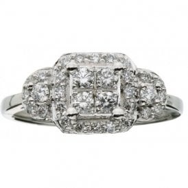 18ct White Gold Diamond Cluster Ring