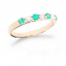 9ct Rose Gold Diamond Emerald Eternity Ring