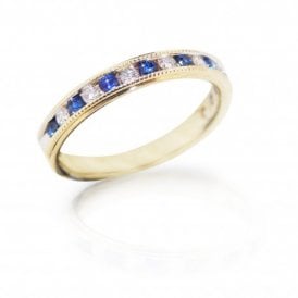 9ct Yellow Gold Sapphire and Diamond Eternity Ring