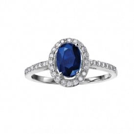 9ct White Gold Sapphire and Diamonds Ring