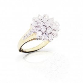 9ct Yellow Gold Snowflake Cluster Ring