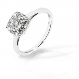 9ct White Gold Diamond Cluster Ring