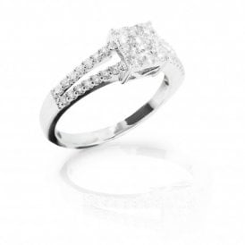 9ct White Gold Diamond Cluster Ring