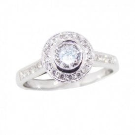 Diamond Halo Ring 18ct White Gold