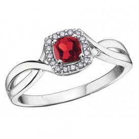 9ct Square Garnet Diamond Cluster Ring