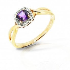 Amethyst and Diamonds Rose Gold Ring