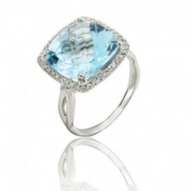 Diamond Ring Topaz Cushion Cut