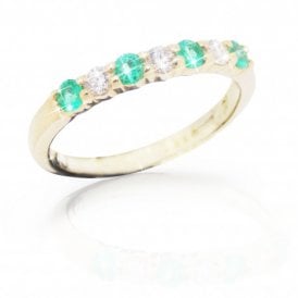 9ct Yellow Gold Emerald Diamond Eternity Ring