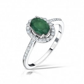 Emerald Cluster Diamond Ring