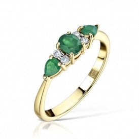 Emerald Cluster Diamond Ring