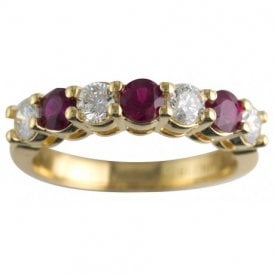 9ct Rose Gold Ruby Diamond Eternity Ring