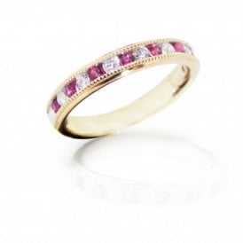 9ct Yellow Gold Ruby and Diamonds Eternity Ring
