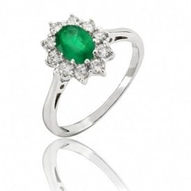 Diamond Ring Emerald Cluster