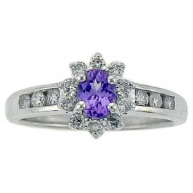9ct White Gold Tanzanite and Diamond Cluster Ring