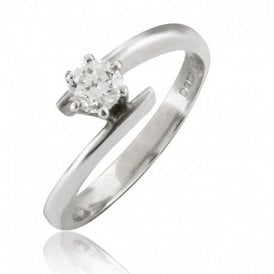 Solitaire Diamond Ring Platinum Cross Over
