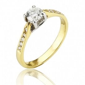 Solitaire Diamond Ring Round Cut and Shoulders