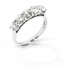 Round Five Stone Diamond Platinum Ring