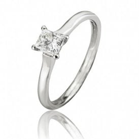 Solitaire Diamond Ring Princess Cut Platinum
