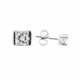 9ct White Gold Princess Cut Studs