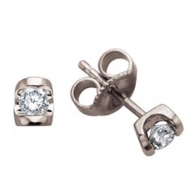 18ct White Gold Diamond Stud Earrings