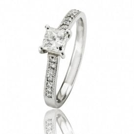Solitaire Diamond Ring Princess Cut Platinum