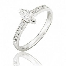 Solitaire Diamond Ring Marquise Cut Platinum