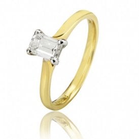 Solitaire Diamond Ring Emerald Cut