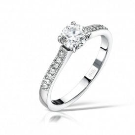 Round Cut Platinum Diamond Ring
