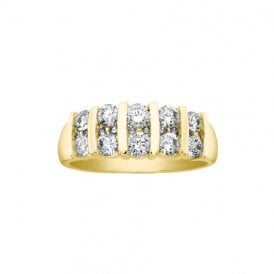 9ct Yellow Gold 2 Row Diamond Ring