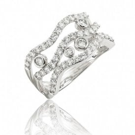 Diamond Rings 3 Row Wavy Ring