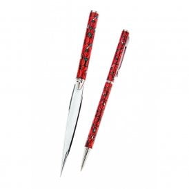 Sea Gems Mackintosh Rose Red Pen & Letter Opener Set 0049