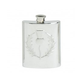 Pewter Classic Thistle Hip Flask 30466