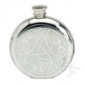 Pewter Round Celtic Hip Flask 31116