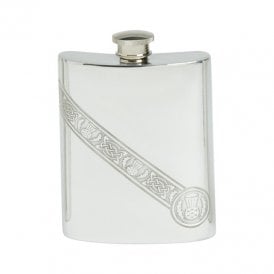 Pewter Celtic Thistle Wire Hip Flask 30356