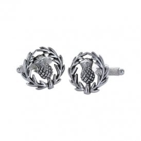Onyx Art Silver Scottish Thistle Cufflinks CK944
