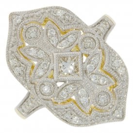 Diamond Cluster Shield Ring