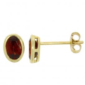 Yellow Gold Garnet Stud Earrings