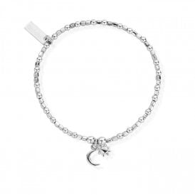 ChloBo Mini Cube Dainty Moon & Sun Silver Bracelet SBCFB582