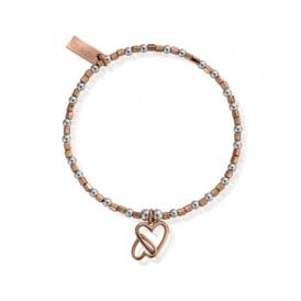 ChloBo Rose And Silver Interlocking Love Heart Bracelet MBCFB573