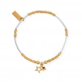 ChloBo Gold And Silver Double Star Bracelet GMBMNSR1128
