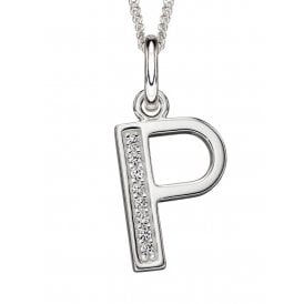 Sterling Silver Letter P Necklace P4738C