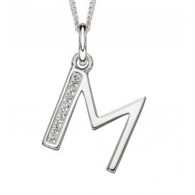 Sterling Silver Letter M Necklace P4735C