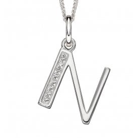 Sterling Silver Letter N Necklace P4736C