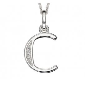 Sterling Silver Letter C Necklace P4725C