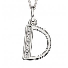 Sterling Silver Letter D Necklace P4726C